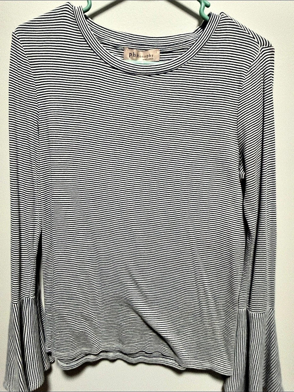 Philosophy Striped Long Sleeve Top in Blue & White - Large